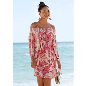 Lascana Floral Carmen Style Dress sz 2